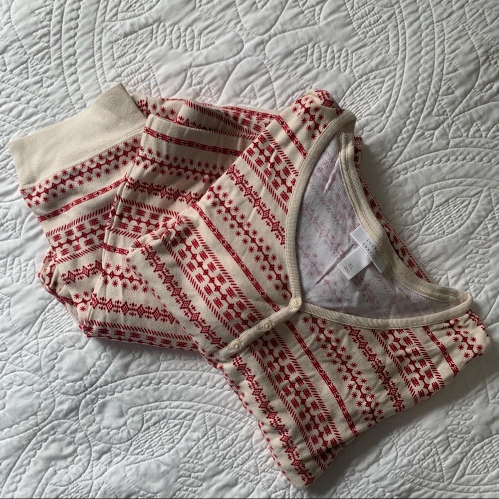 LC Lauren Conrad Holiday/Winter Pattern Off-white and Red Pajama Set - Size XL
